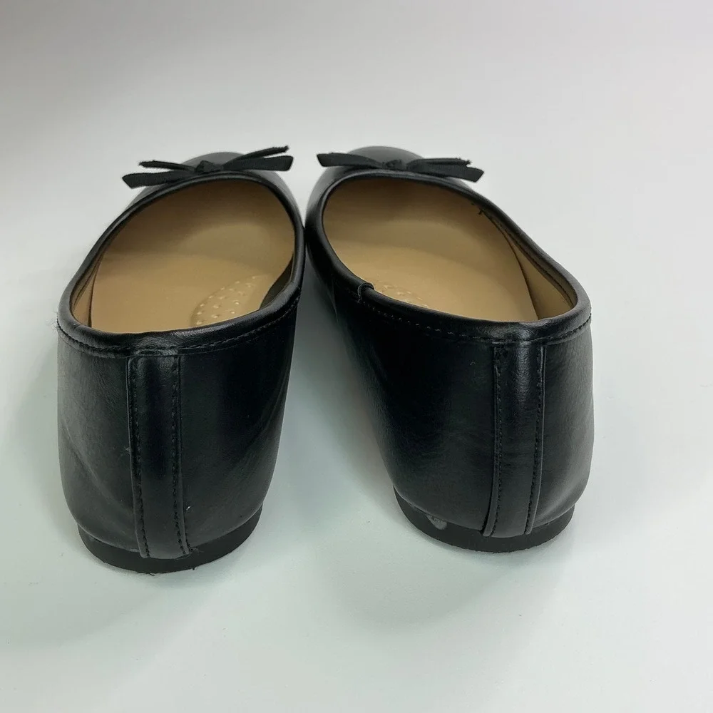 SO Black Ballet Flats Girls Size 1 Memory Foam Bow Detail Classic Dress Shoes